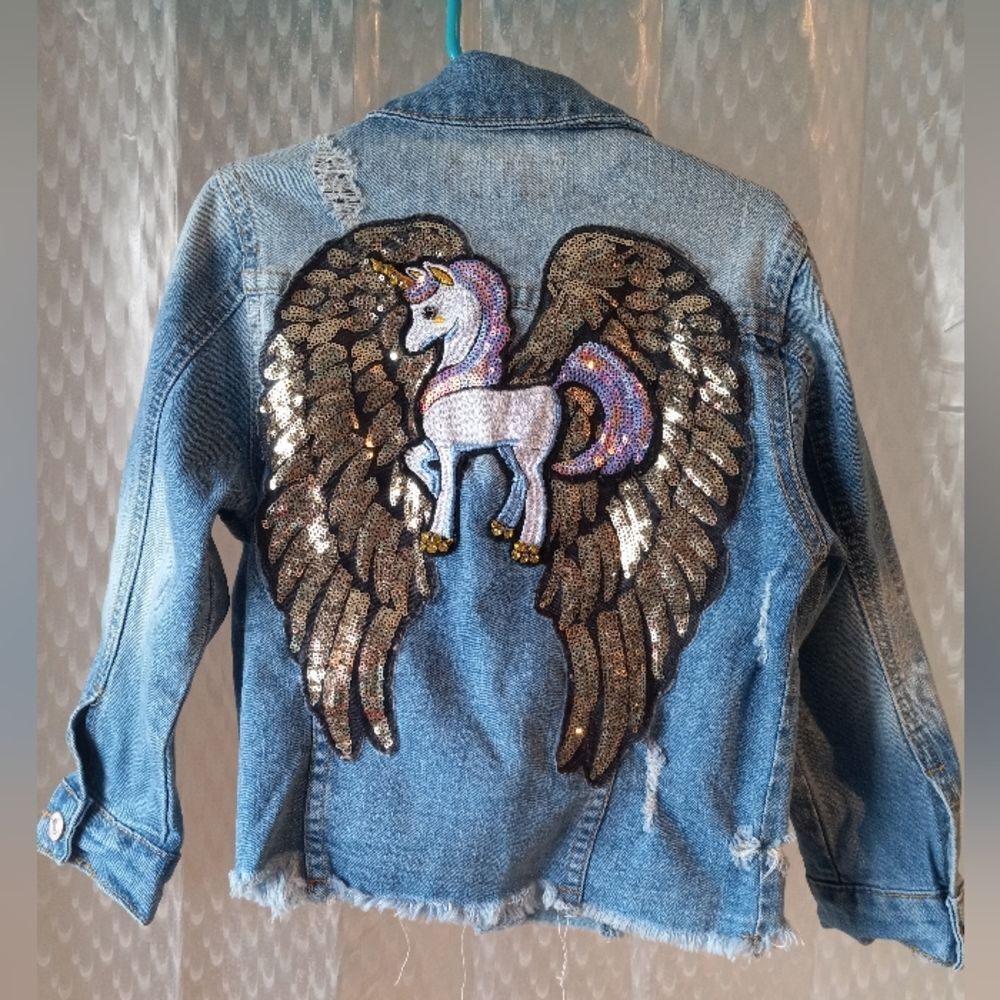Paris Girls Collection Embellished Jean Jacket For Girls Sz 4